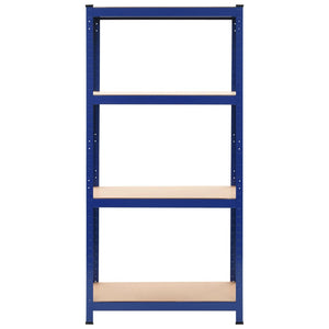 vidaXL 4-Tier Storage Shelves 2 pcs Blue Steel & Engineered Wood