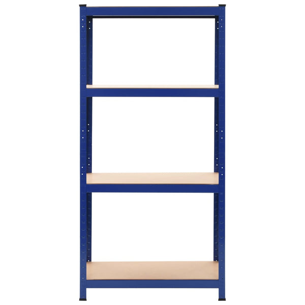 vidaXL 4-Tier Storage Shelves 2 pcs Blue Steel & Engineered Wood