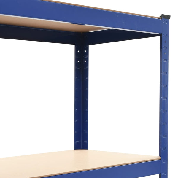 vidaXL 4-Tier Storage Shelves 2 pcs Blue Steel & Engineered Wood