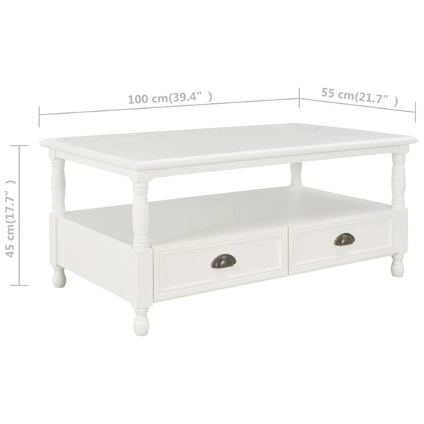 vidaXL Coffee Table White 100x55x45 cm Wood