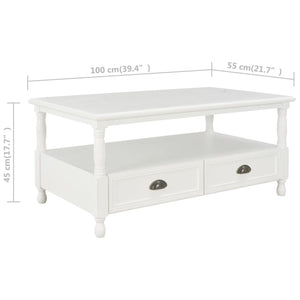 vidaXL Coffee Table White 100x55x45 cm Wood