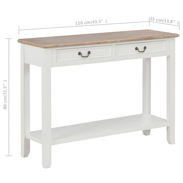 vidaXL Console Table White 110 x 35 x 80 cm Wood