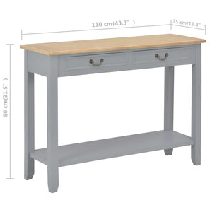 vidaXL Console Table Grey 110 x 35 x 80 cm Wood