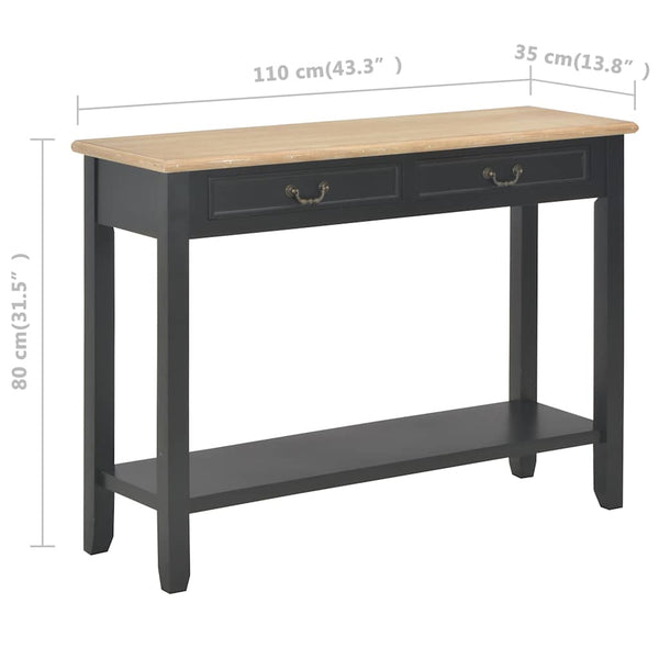 vidaXL Console Table Black 110 x 35 x 80 cm Wood