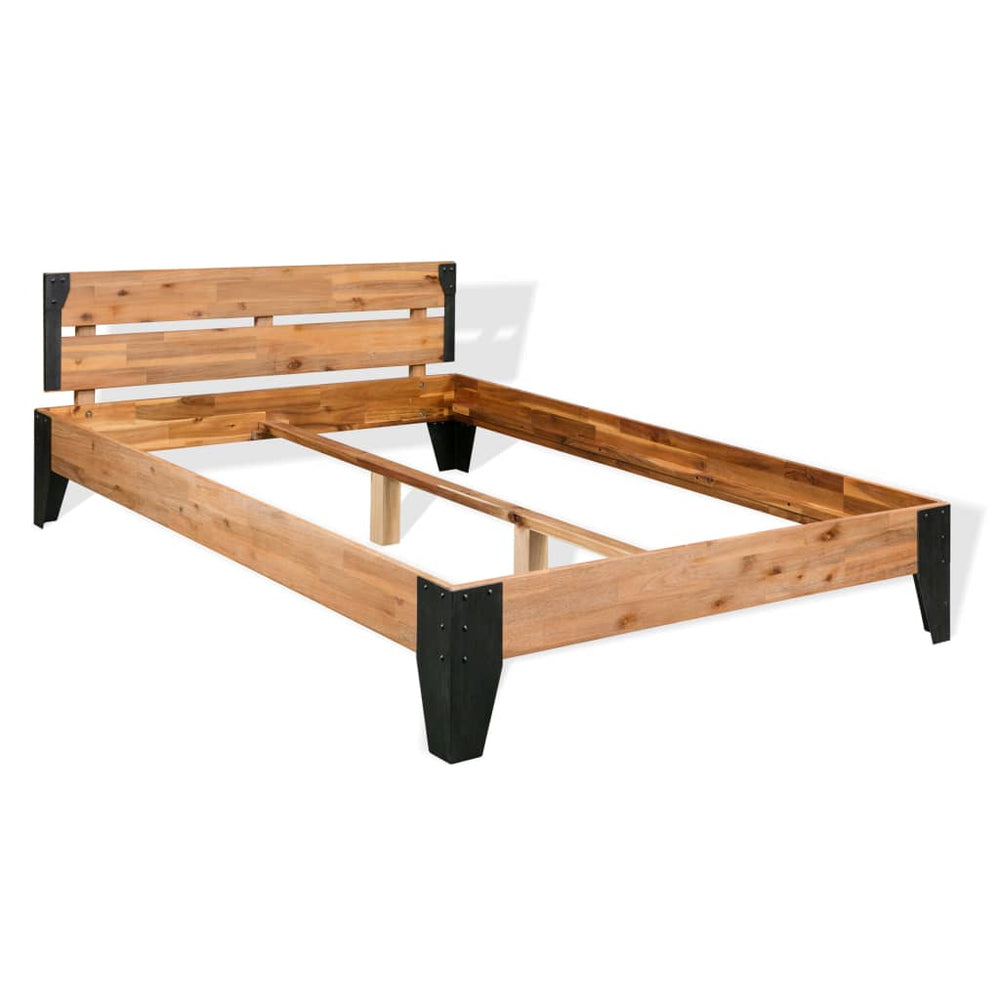 vidaXL Solid Acacia Wood Bed with Steel 152x203 cm