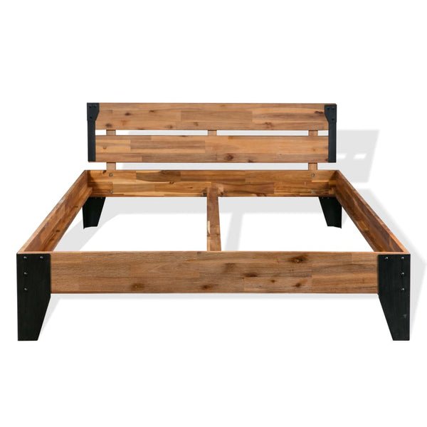 vidaXL Solid Acacia Wood Bed with Steel 152x203 cm
