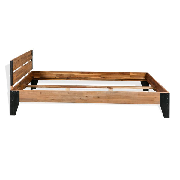 vidaXL Solid Acacia Wood Bed with Steel 152x203 cm