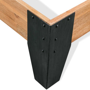 vidaXL Solid Acacia Wood Bed with Steel 152x203 cm