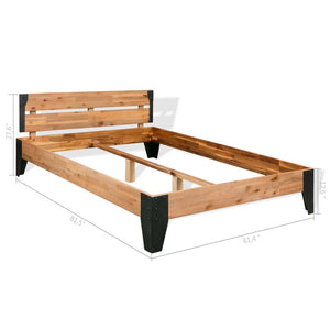 vidaXL Solid Acacia Wood Bed with Steel 152x203 cm