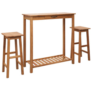 vidaXL 3-Piece Bar Set Solid Oak Wood