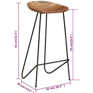 vidaXL Bar Stools 2 pcs. Solid Acacia Wood