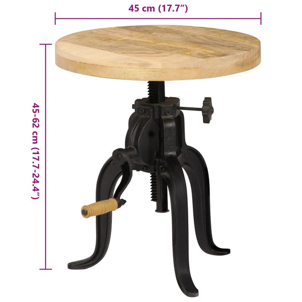 vidaXL Side Table 45 x (45-62) cm Solid Mango Wood and Cast Iron