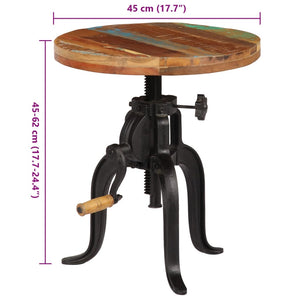 vidaXL Side table 45x(45-62) cm Solid Reclaimed Wood and Cast Iron