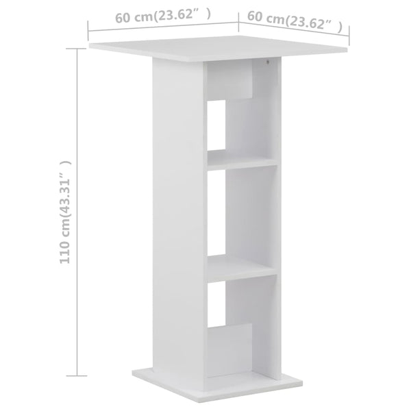 vidaXL Bar Table White 60x60x110 cm