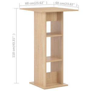 vidaXL Bar Table Oak Brown 60x60x110 cm