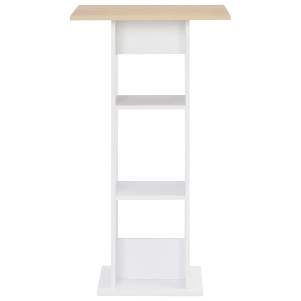 vidaXL Bar Table White and Sonoma Oak 60x60x110 cm