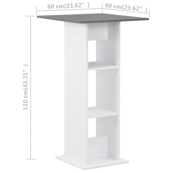 vidaXL Bar Table White and Anthracite 60x60x110 cm