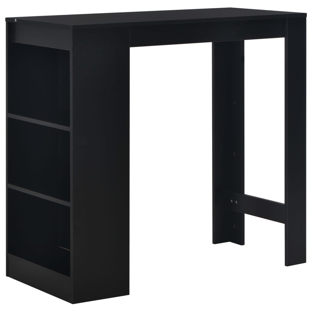 vidaXL Bar Table with Shelves Black 110 x 50 x 103 cm
