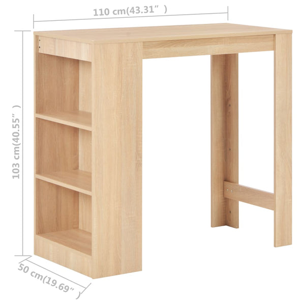 vidaXL Bar Table with Shelf Oak Brown 110x50x103 cm