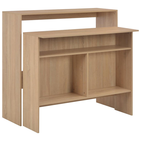 vidaXL Bar Table with 2 Table Tops Oak Look 130x40x120 cm