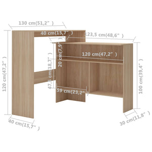 vidaXL Bar Table with 2 Table Tops Oak Look 130x40x120 cm