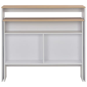 vidaXL Bar Table with 2 Table Tops White and Oak 130x40x120 cm