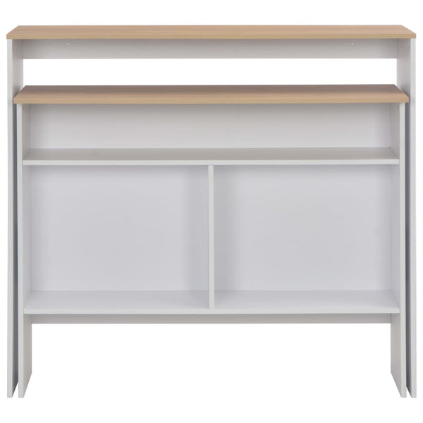vidaXL Bar Table with 2 Table Tops White and Oak 130x40x120 cm