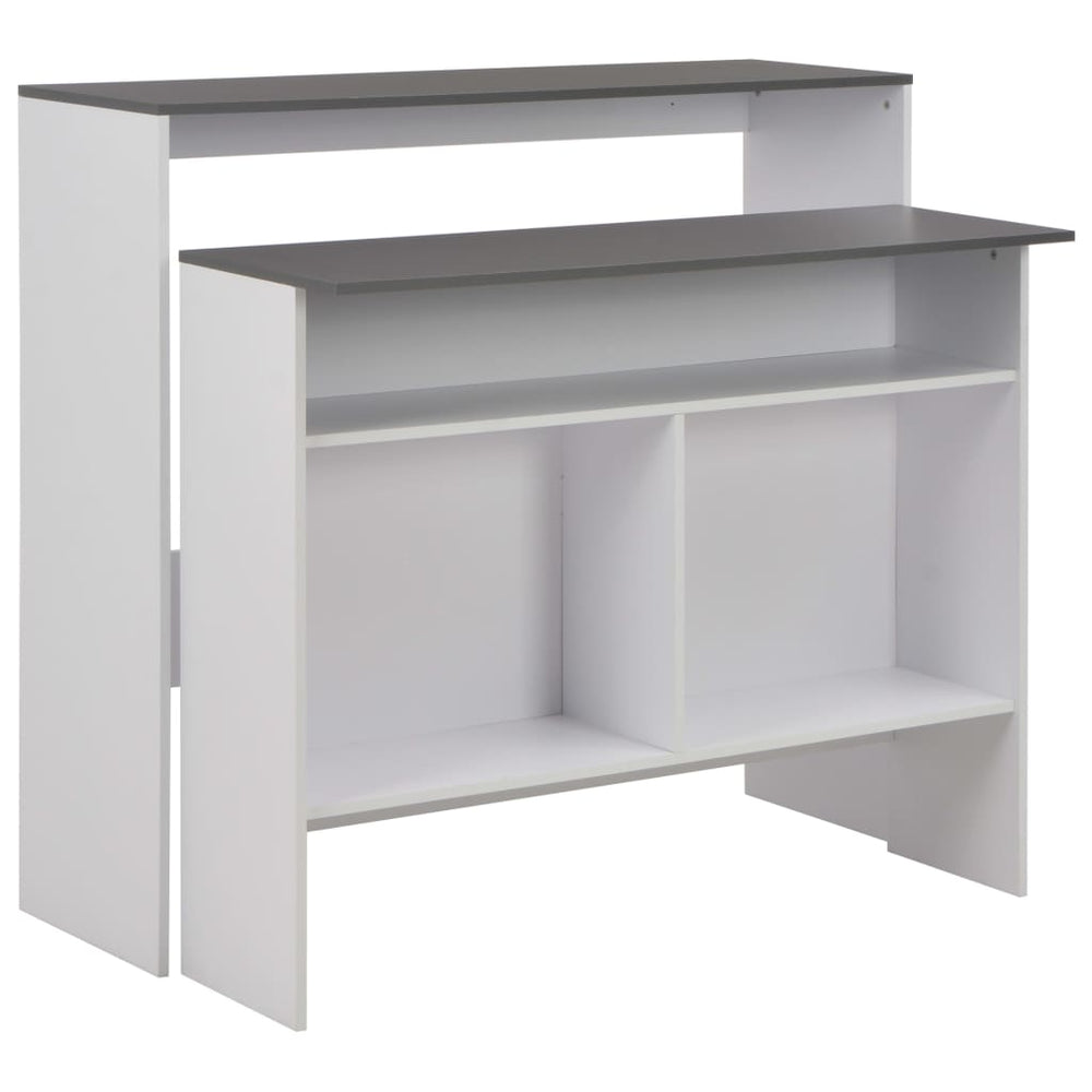 vidaXL Bar Table with 2 Table Tops White and Grey 130 x 40 x 120 cm