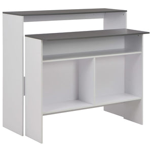 vidaXL Bar Table with 2 Table Tops White and Grey 130 x 40 x 120 cm