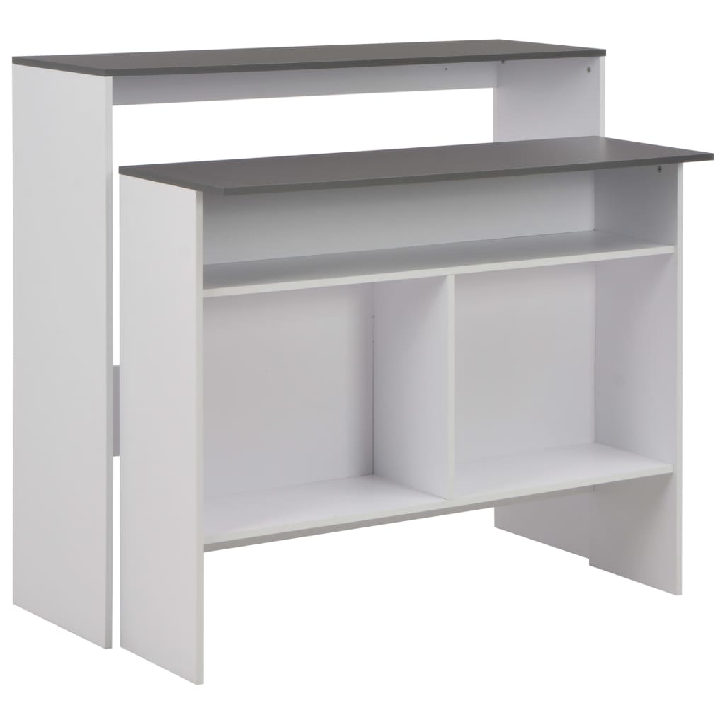 vidaXL Bar Table with 2 Table Tops White and Grey 130 x 40 x 120 cm