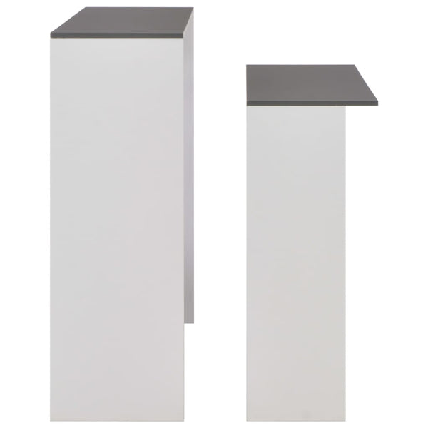 vidaXL Bar Table with 2 Table Tops White and Grey 130 x 40 x 120 cm