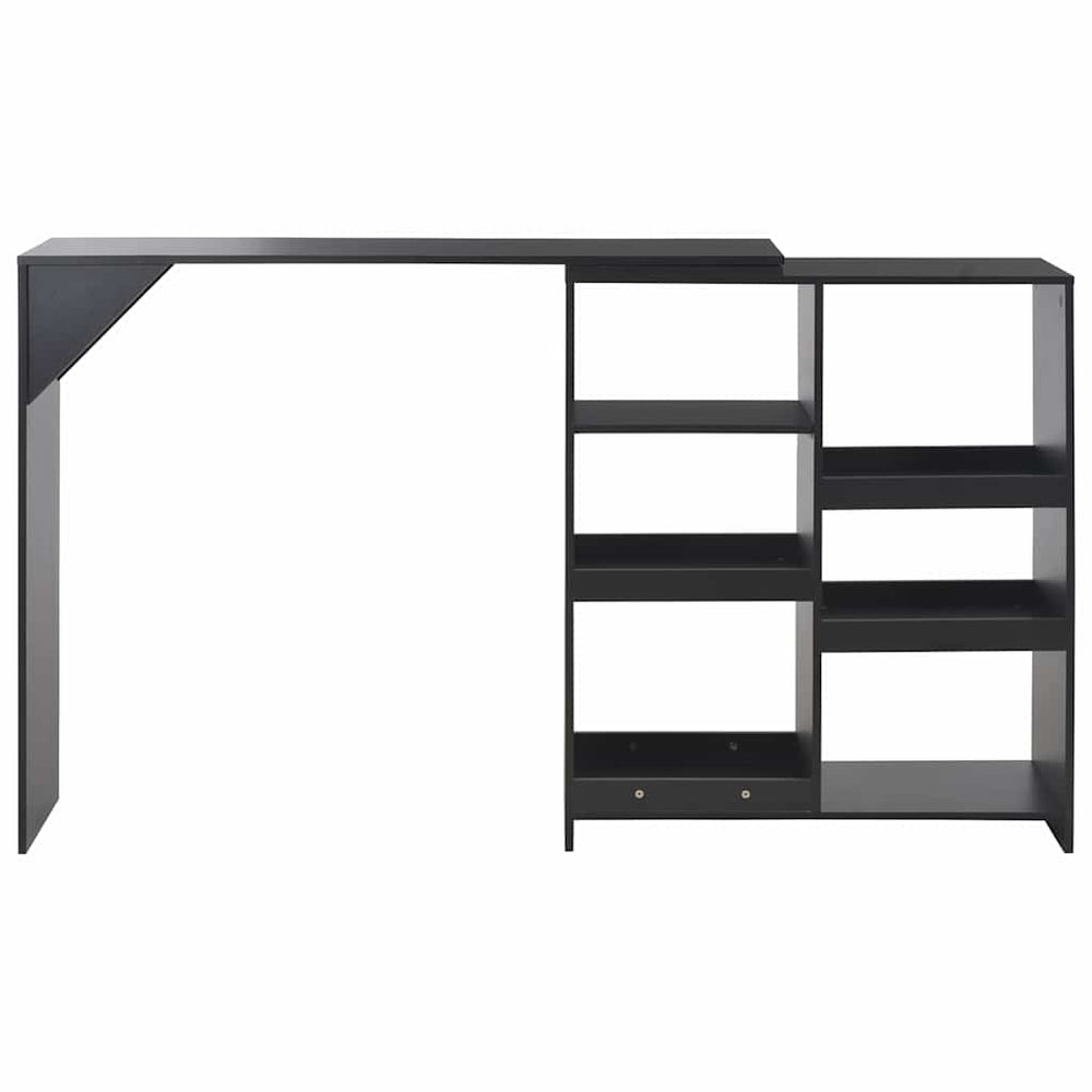 vidaXL Bar Table with Movable Shelf Black 138x39x110 cm