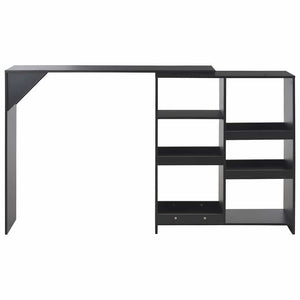 vidaXL Bar Table with Movable Shelf Black 138x39x110 cm