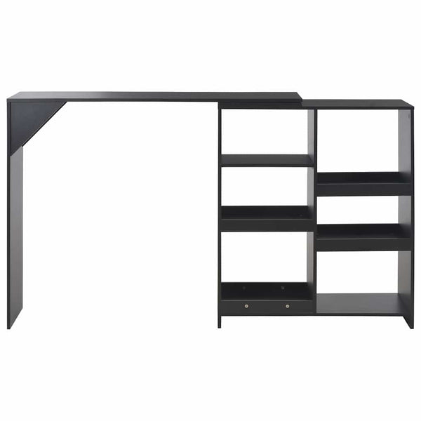 vidaXL Bar Table with Movable Shelf Black 138x39x110 cm