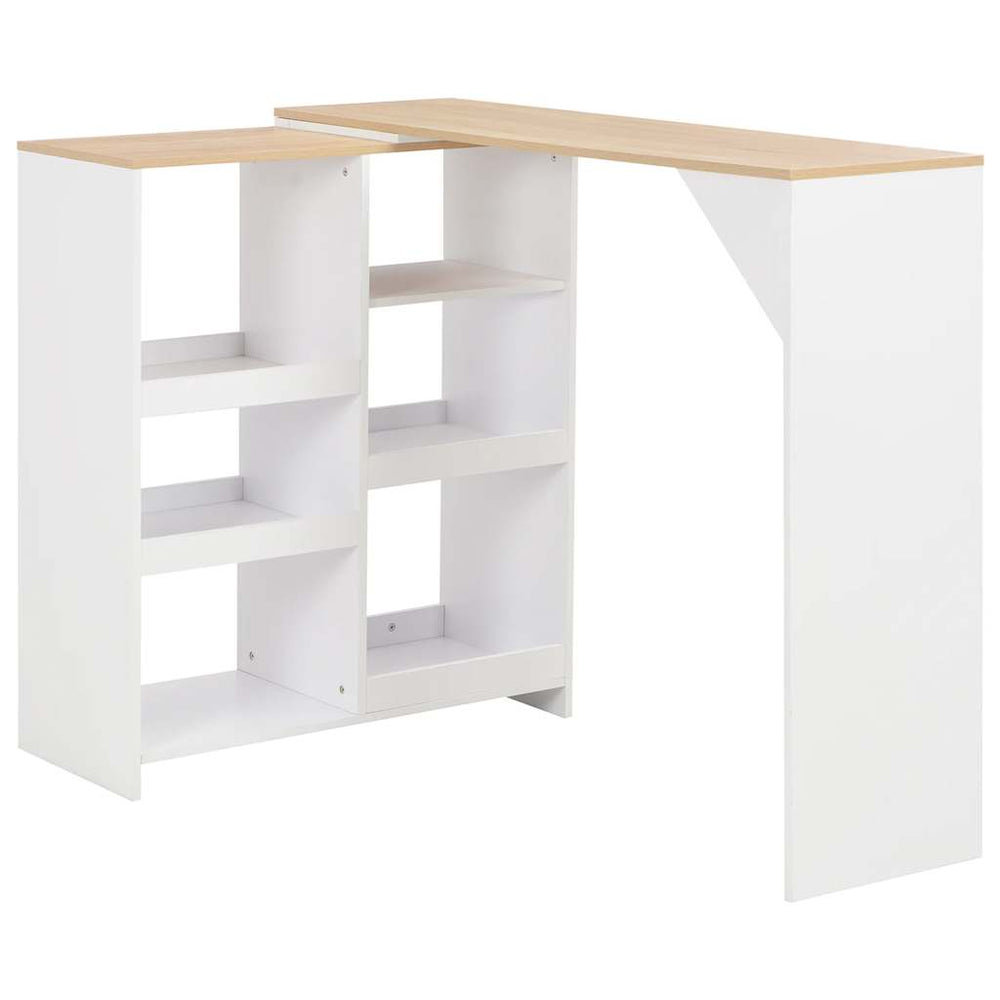vidaXL Bar Table with Movable Shelf White 138x39x110 cm