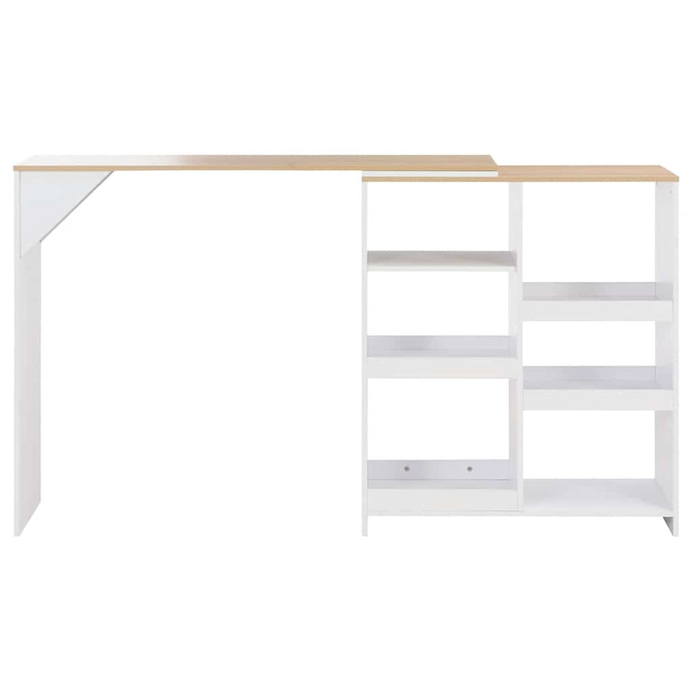 vidaXL Bar Table with Movable Shelf White 138x39x110 cm