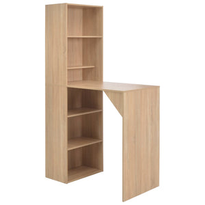 vidaXL Bar Table with Cabinet Oak Look 115x59x200 cm