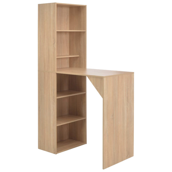 vidaXL Bar Table with Cabinet Oak Look 115x59x200 cm