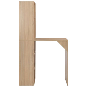 vidaXL Bar Table with Cabinet Oak Look 115x59x200 cm