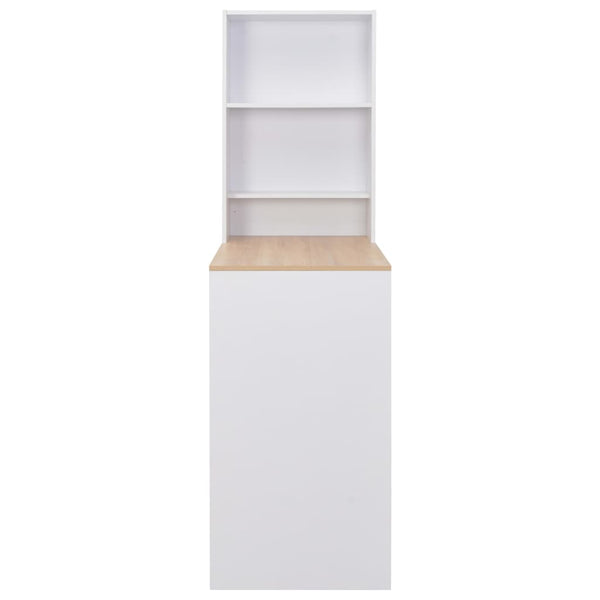 vidaXL Bar Table with Cabinet White 115x59x200 cm