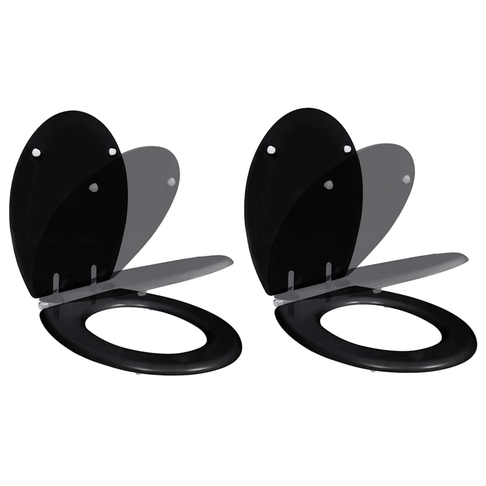vidaXL Toilet Seats 2 pcs. with Soft Close MDF Black