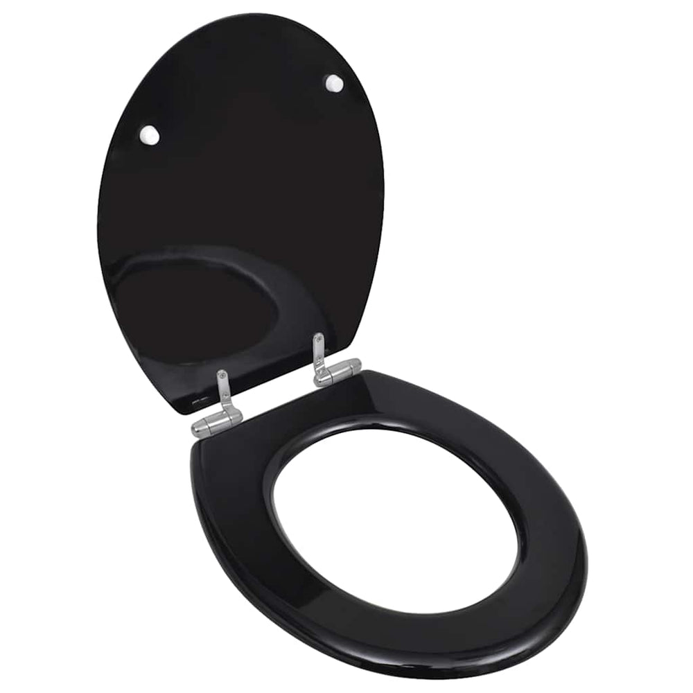 vidaXL Toilet Seats 2 pcs. with Soft Close MDF Black
