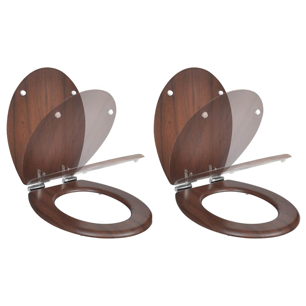 vidaXL Toilet Seats 2 pcs. Soft Close Lid MDF Brown