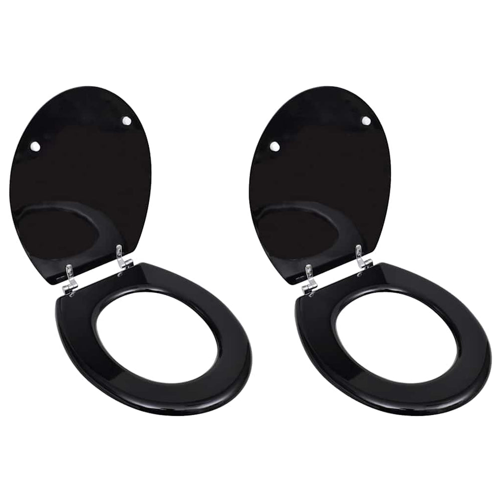 vidaXL Toilet Seats with Lids 2 pcs. MDF Black