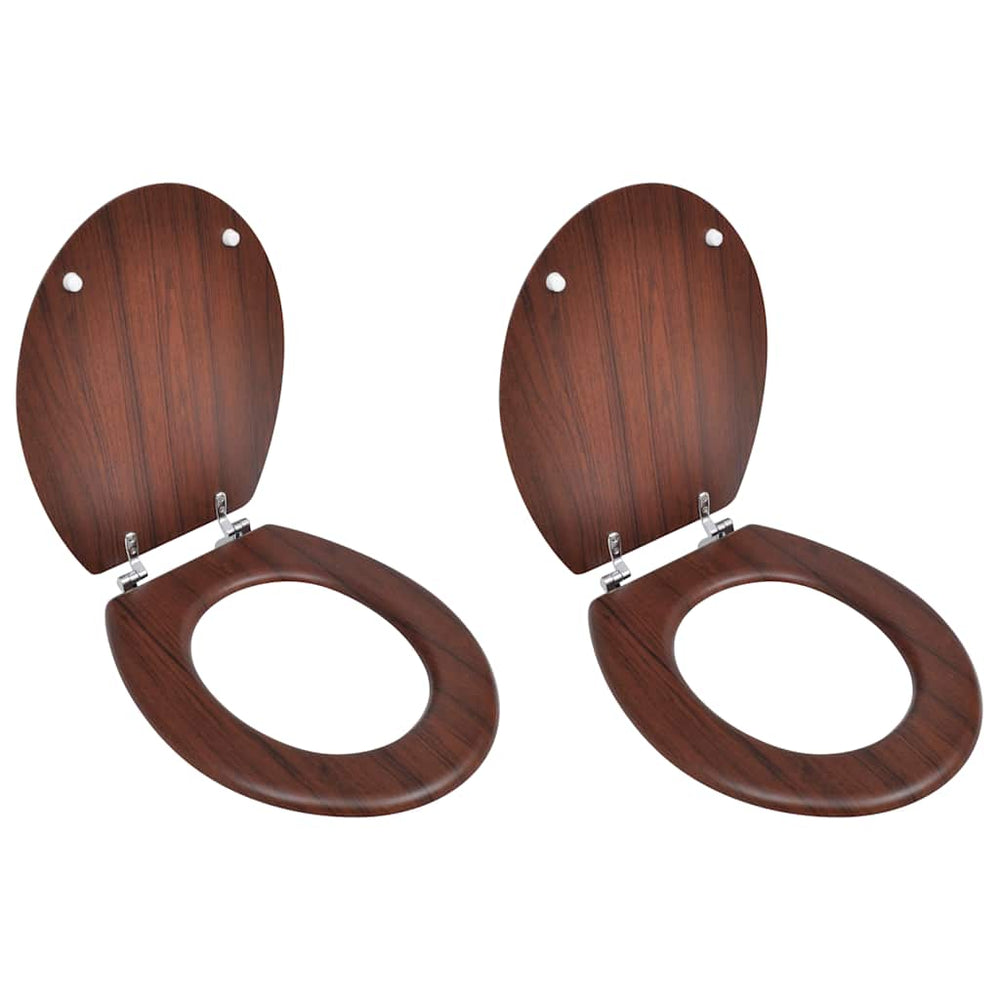 vidaXL Toilet Seats with Lid 2 pcs. MDF Brown