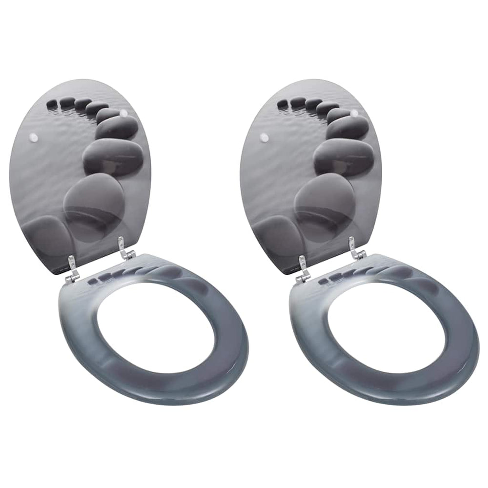 vidaXL Toilet Seats with Lid 2 pcs. MDF Stones