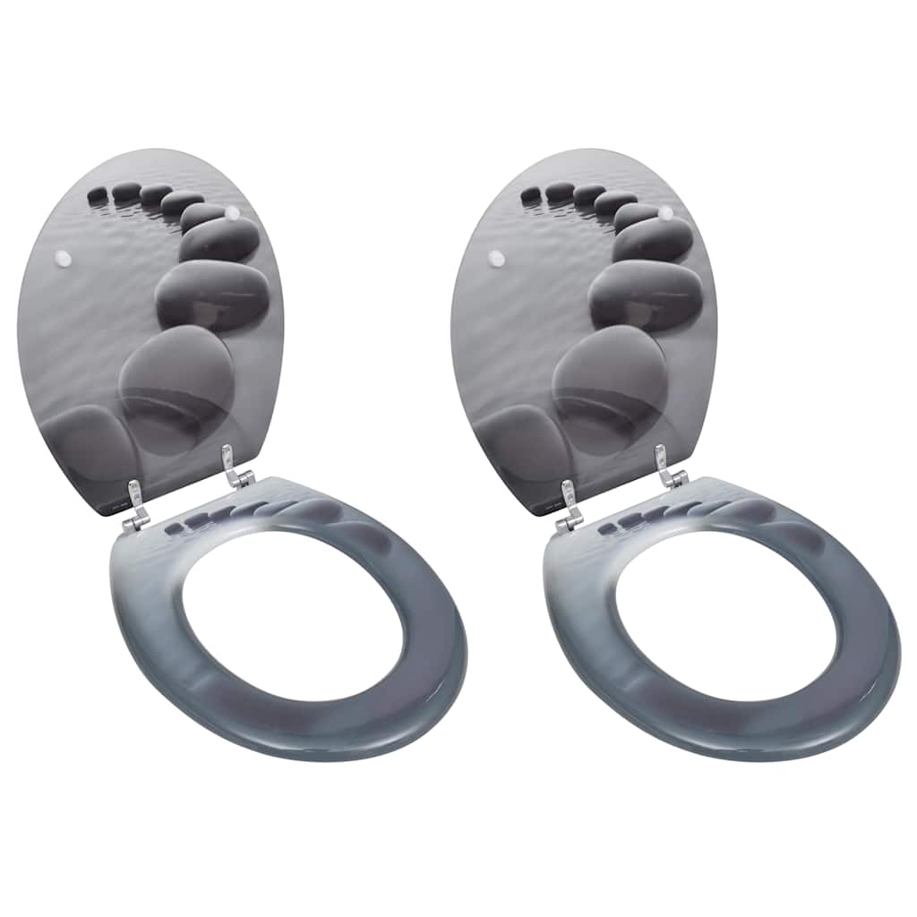 vidaXL Toilet Seats with Lid 2 pcs. MDF Stones