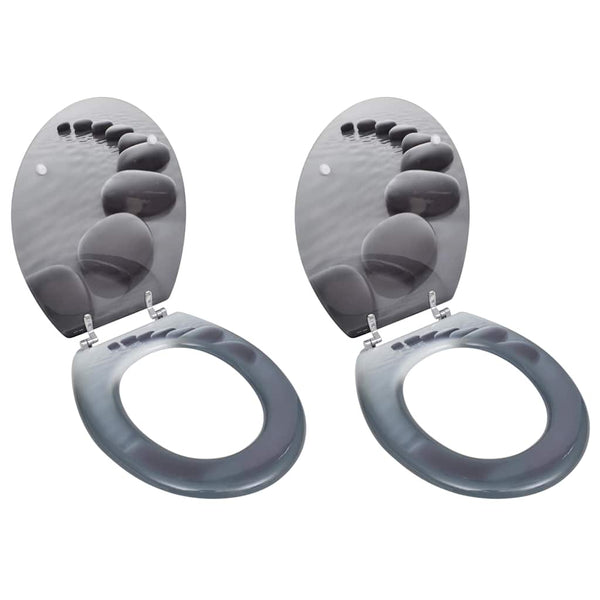 vidaXL Toilet Seats with Lid 2 pcs. MDF Stones