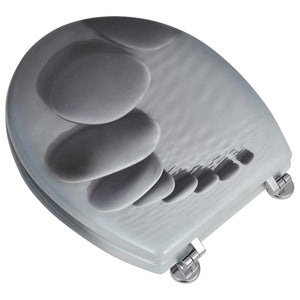 vidaXL Toilet Seats with Lid 2 pcs. MDF Stones