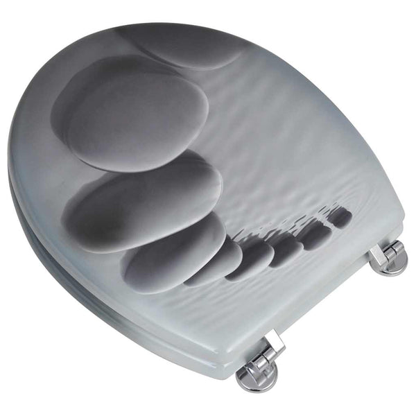 vidaXL Toilet Seats with Lid 2 pcs. MDF Stones